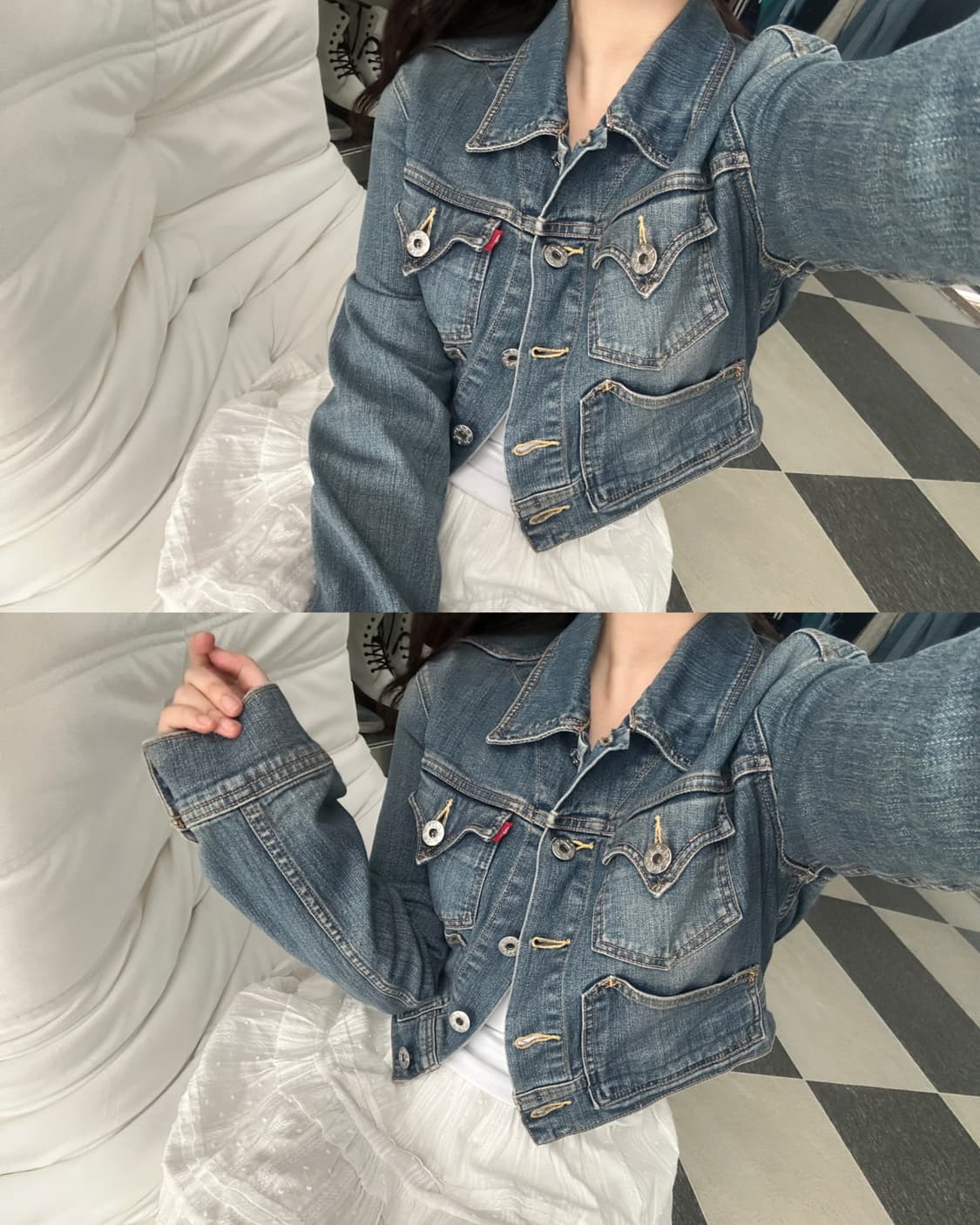 리바이스 00s 우먼 크롭 데님 자켓  상품이미지4