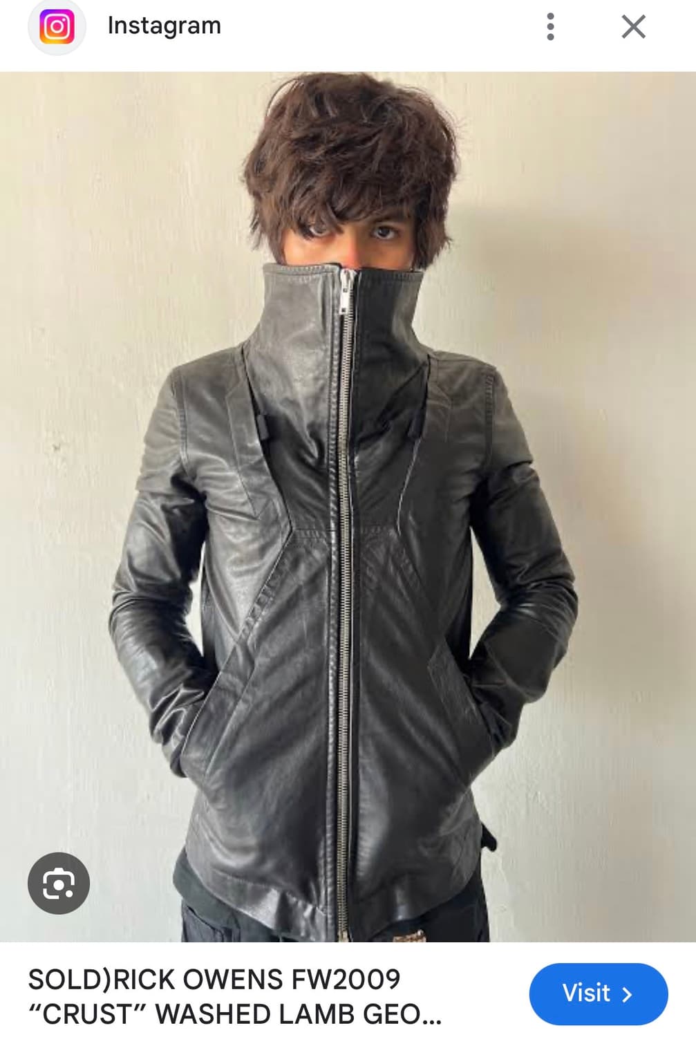 (XS) 릭오웬스 AW09 크러스트 비터 램스킨 레더 벨크로 지오 자켓 상품이미지9