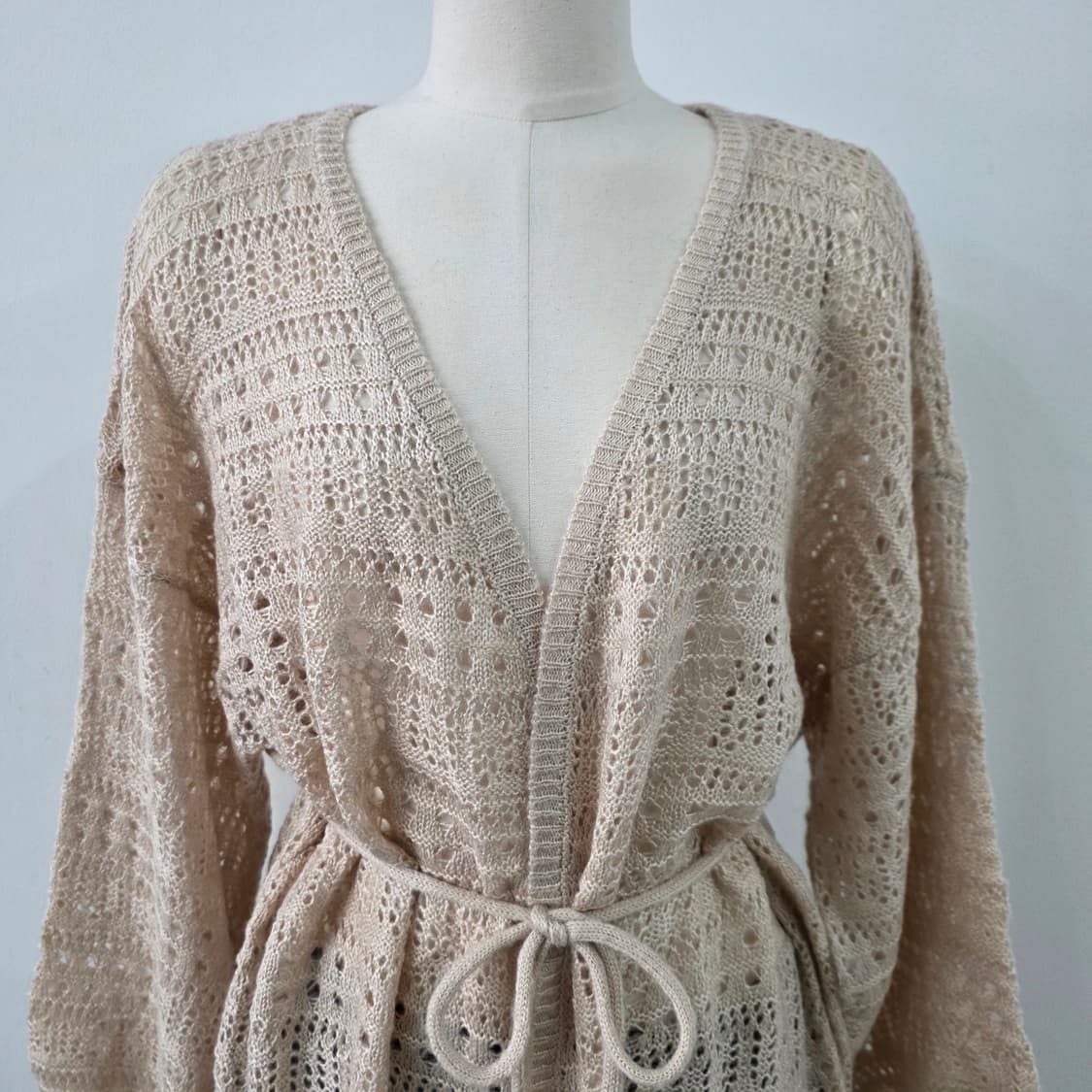 베이지 레이스 스트링 크로쉐 가디건 상품이미지3