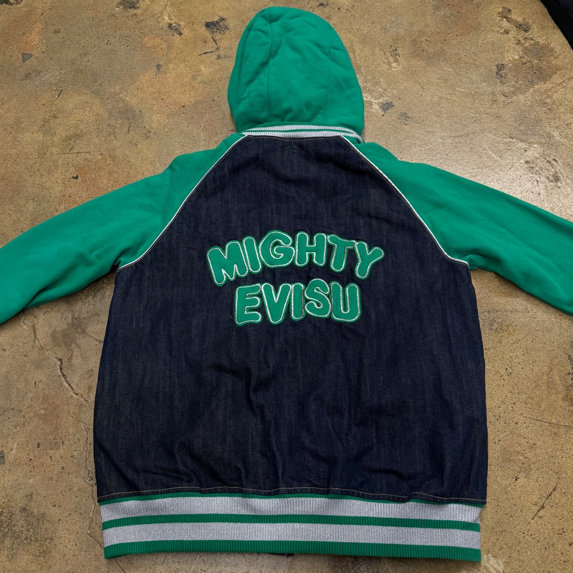 에비수 그린 데님 후드집업 상품이미지4