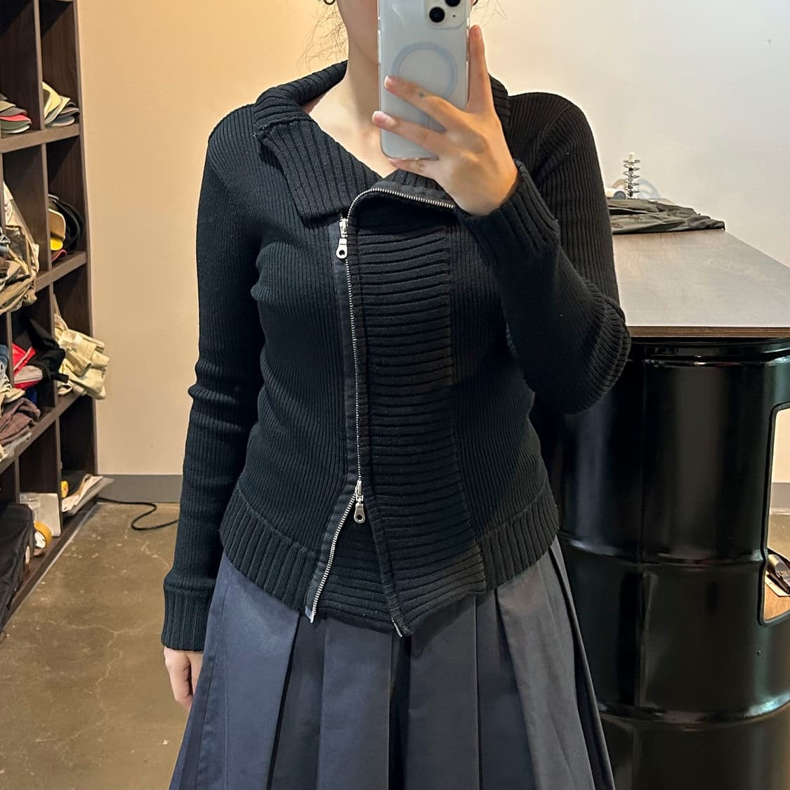 블랙 지퍼 가디건 상품이미지1