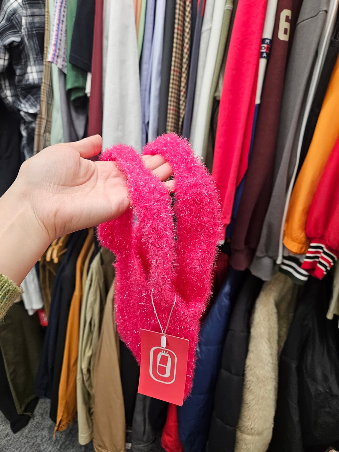 핫핑크 뜨개가방 상품이미지3