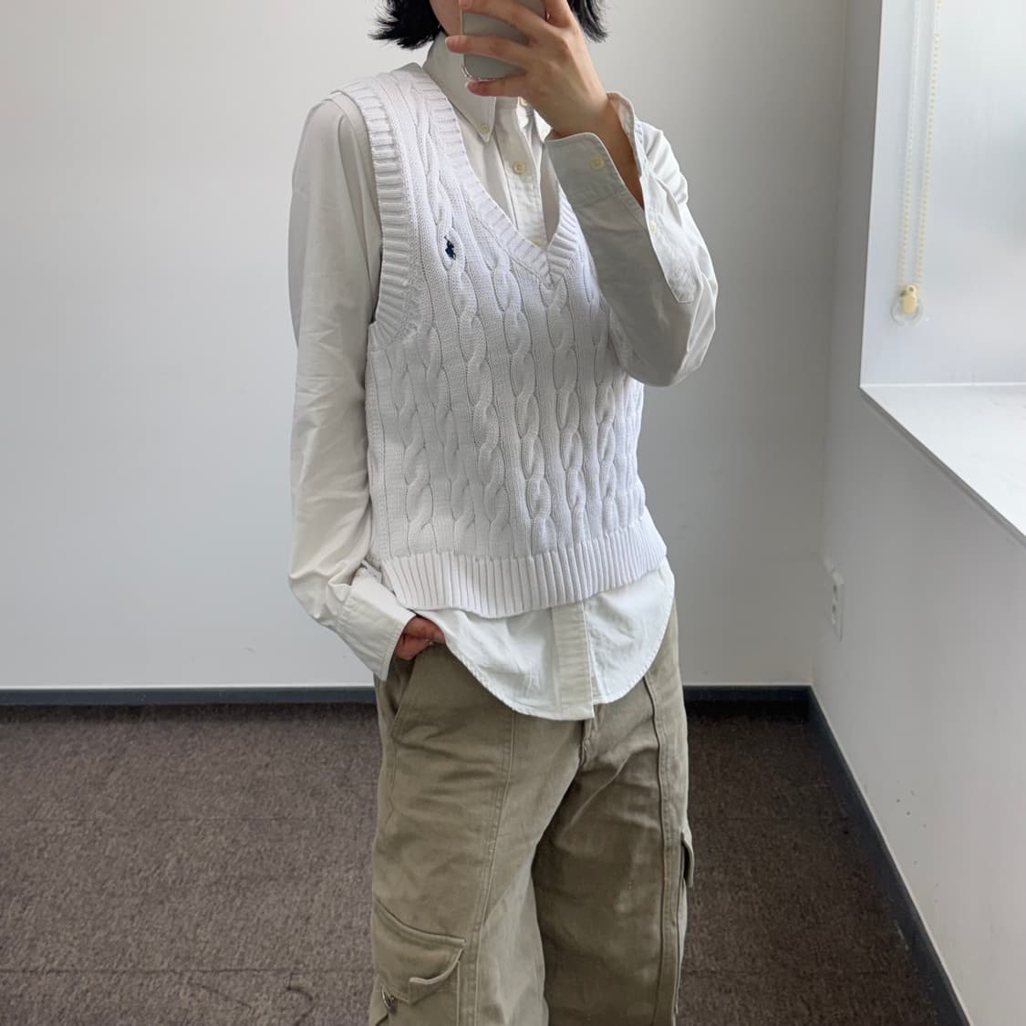 Polo 폴로 네이비 포니 화이트 케이블 니트 베스트 상품이미지2