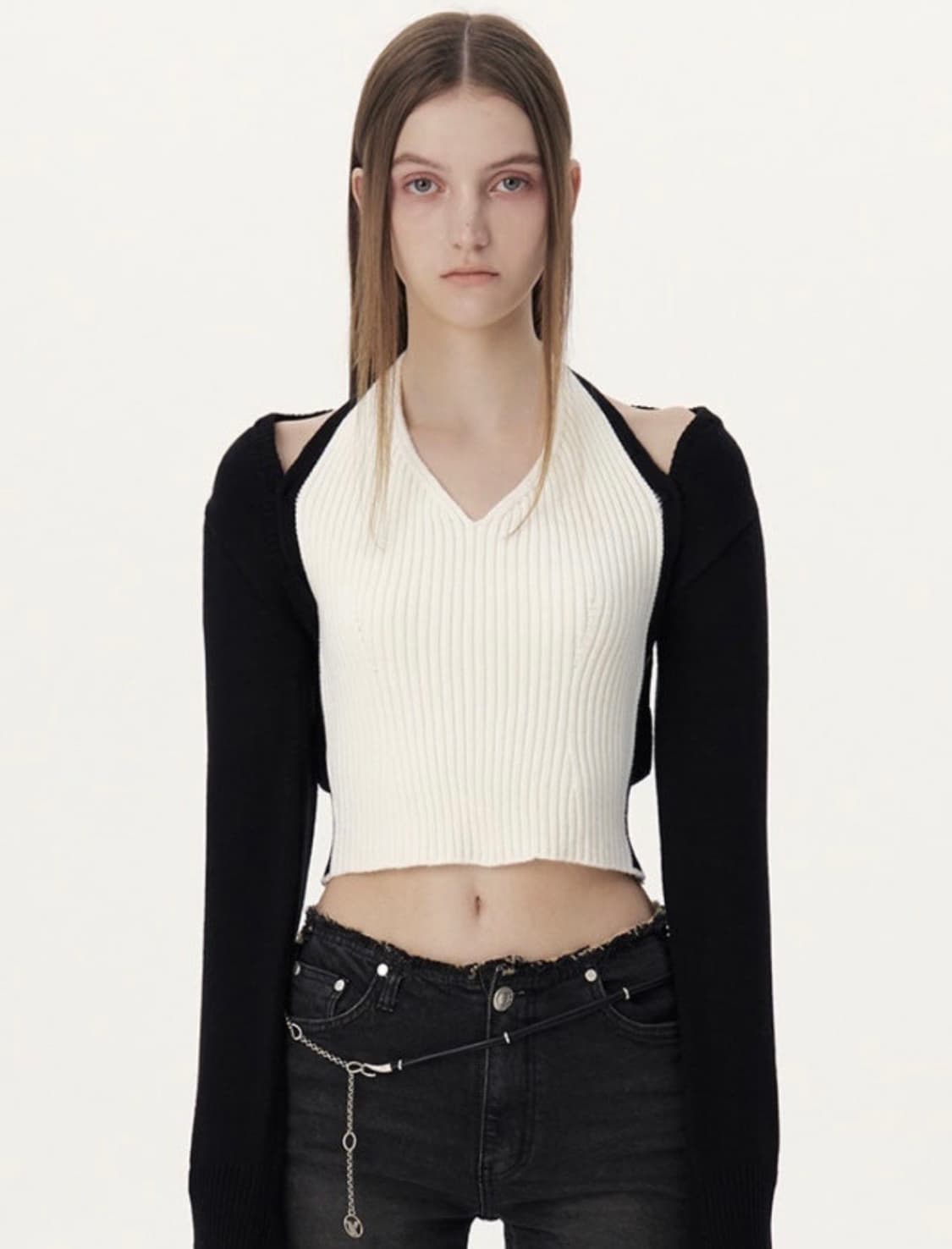 YUSE 홀터 니트 탑 & 레이어드 볼레로 니트 상품이미지1