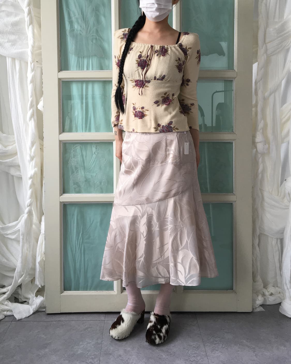 Lest rose flower pattern knit 상품이미지7