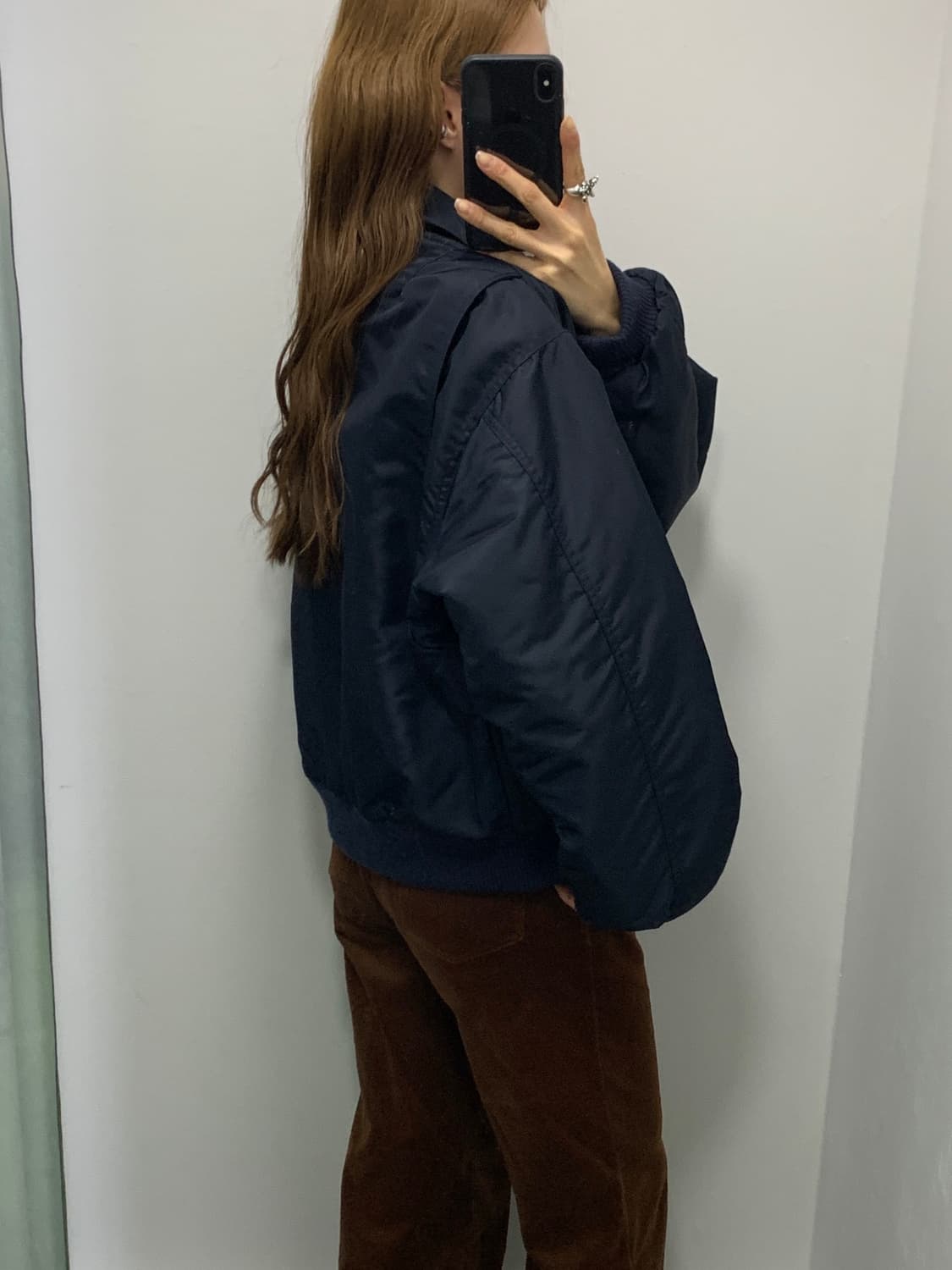 네이비 누빔 봄버 자켓 상품이미지9