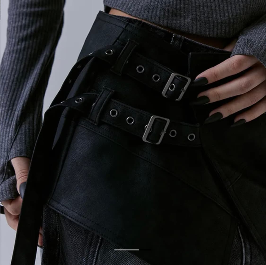 트리밍버드 레더랩스커트 Belted Layered Leather Wrap 상품이미지3