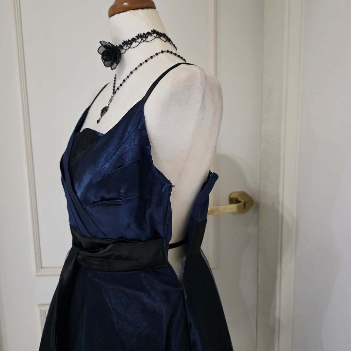 일본빈티지)네이비 새팅 망사 리본 바로크 로맨틱 고딕로리타st 파티드레스 상품이미지5