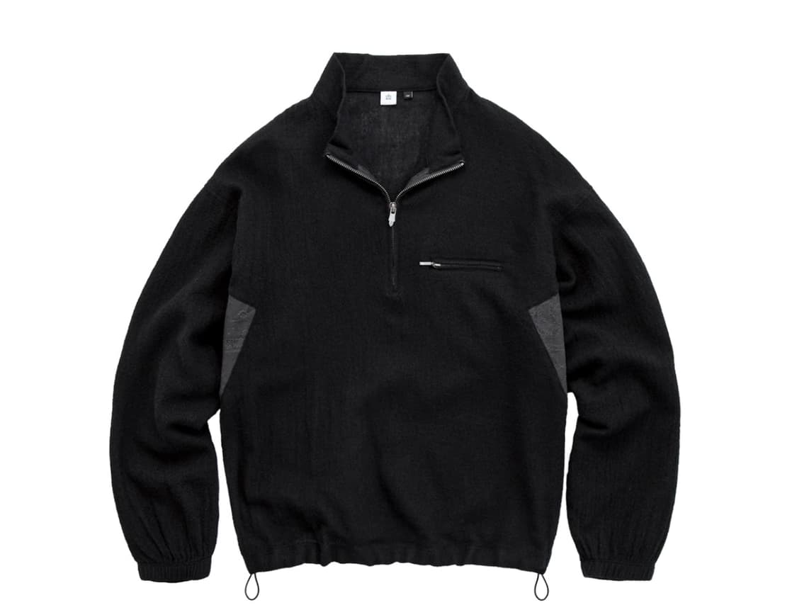 (4) 폴리테루 보일드 울 하프 집 (페이즐리 패치드) 블랙 상품이미지1