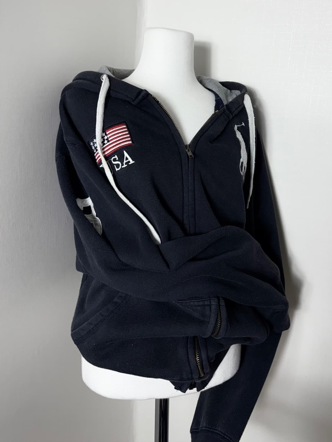 폴로 usa 블랙 빅포니 후드집업 상품이미지4