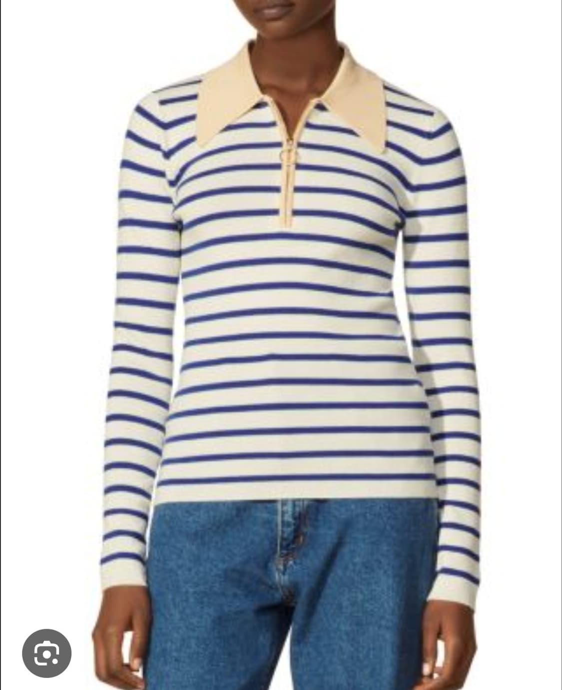 Sandro 산드로 스트라이프 집업 카라 니트 1사이즈 상품이미지1