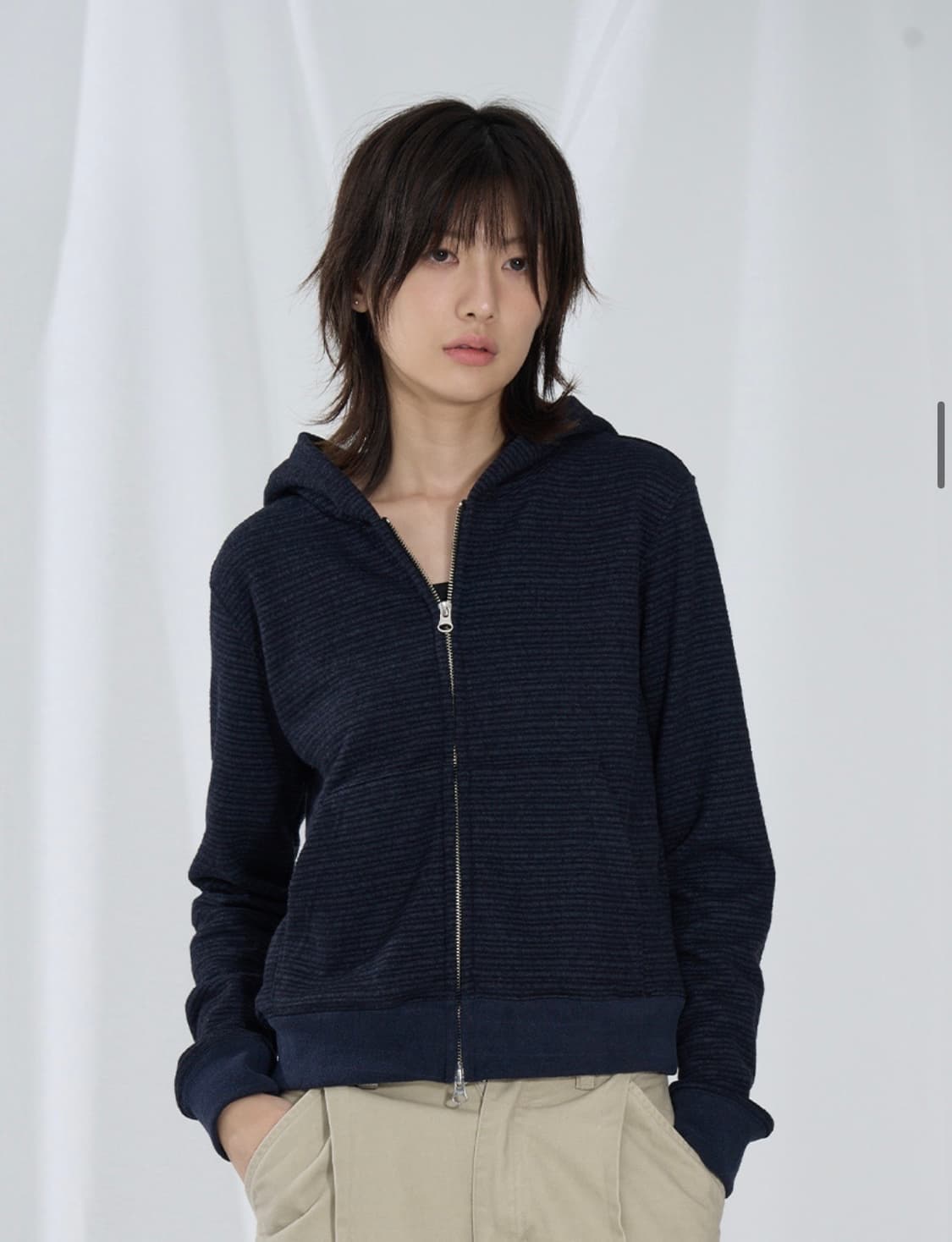 슬로우애시드 부클 스트라이프 후드집업 상품이미지1