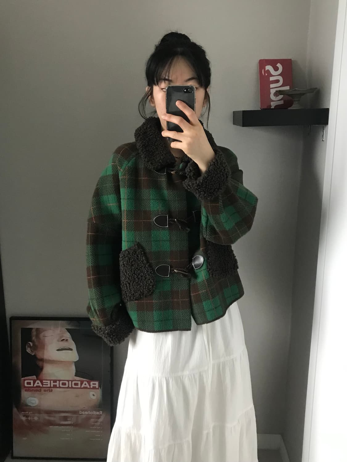 일본 JPN 빈티지 타단 체크 떡볶이 쉐르파 자켓 상품이미지2