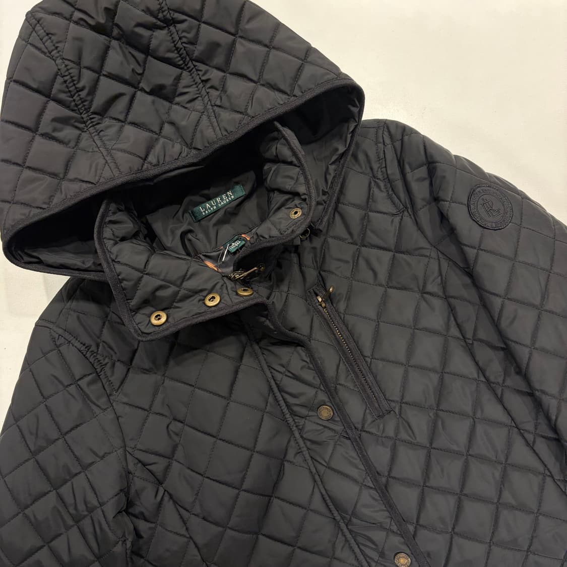[S] 폴로랄프로렌 블랙 퀼팅 후드 롱 코트 B472 상품이미지3