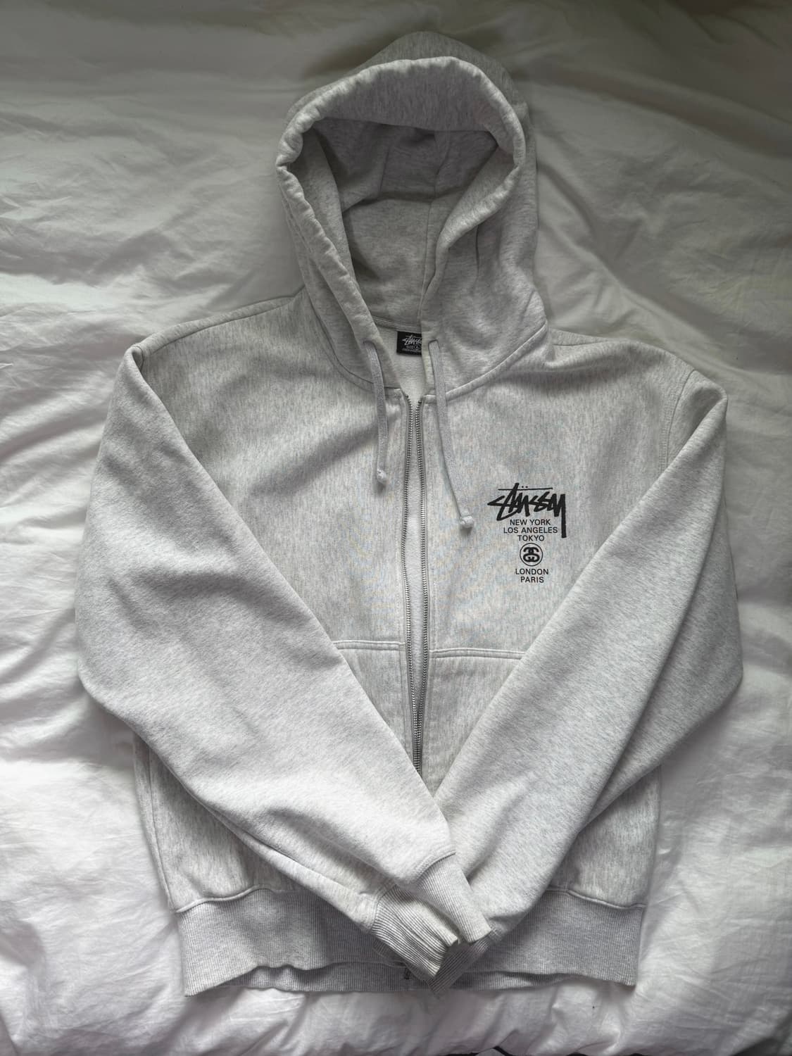 스투시 월드투어 후드 집업 애쉬 헤더 2022 L 상품이미지1
