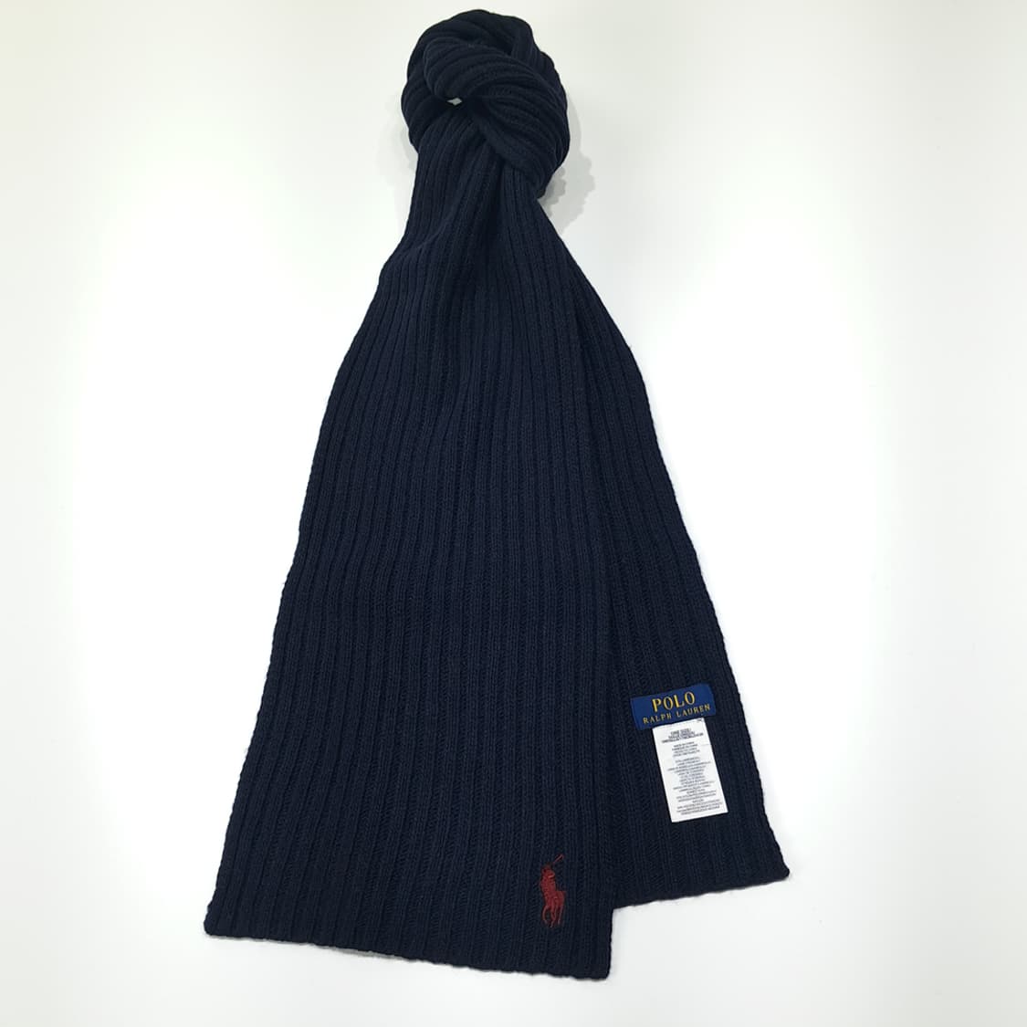 MX656 폴로 램스울혼방 리브 레드포니 네이비 머플러 목도리 상품이미지2