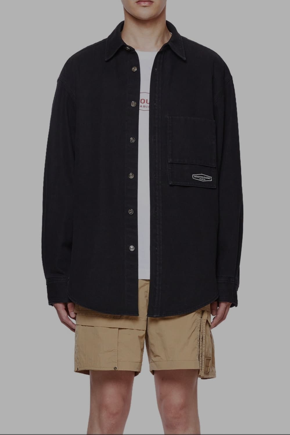 우영미 21ss 블랙 백로고 데님셔츠 46사이즈 상품이미지3