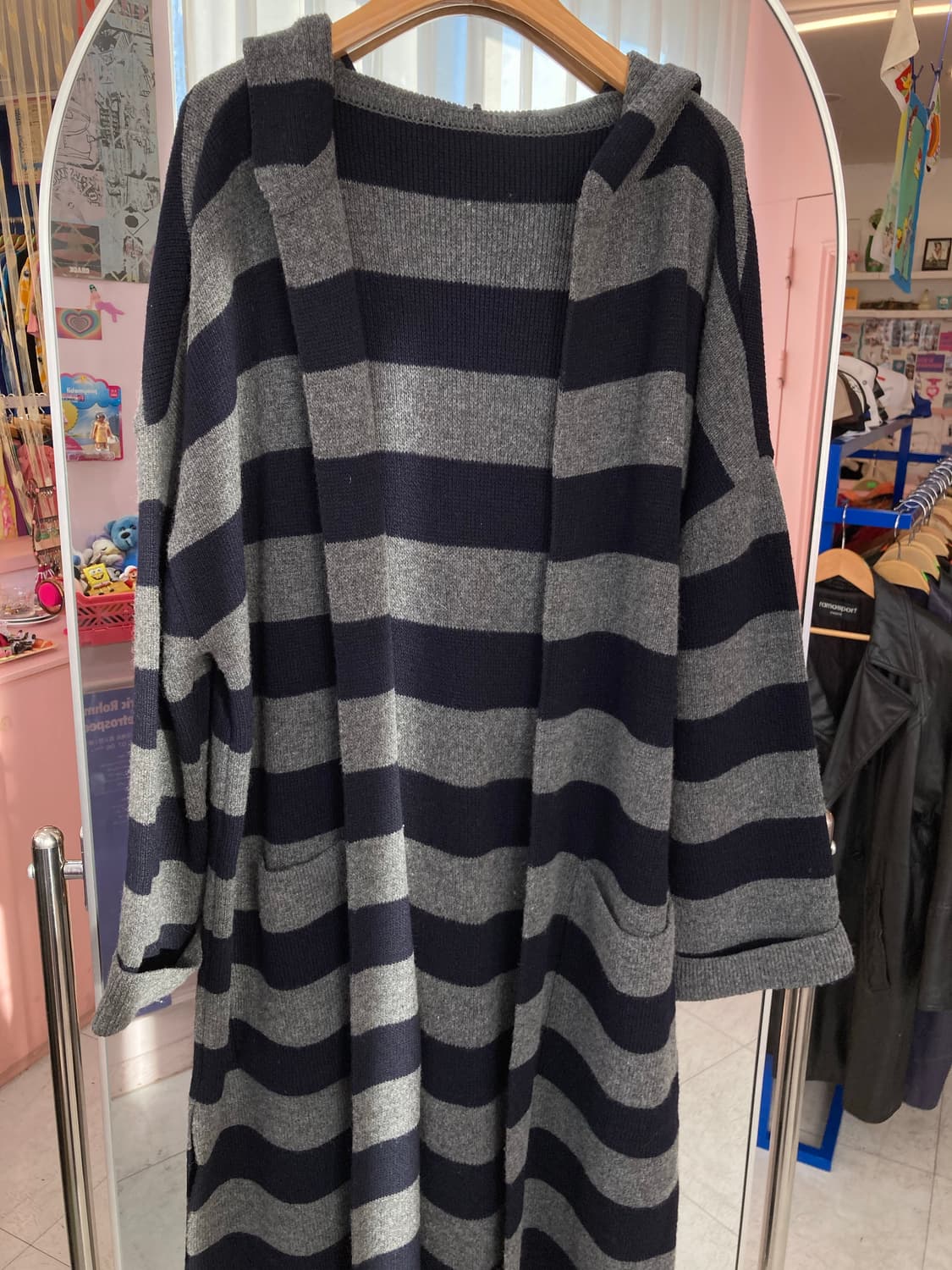 빈티지 스트라이프 롱 후디 가디건 상품이미지2