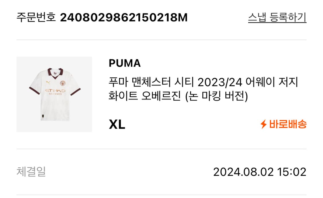 (XL) 푸마 맨체스터 시티 2023/24 어웨이 저지 (논 마킹) 상품이미지3