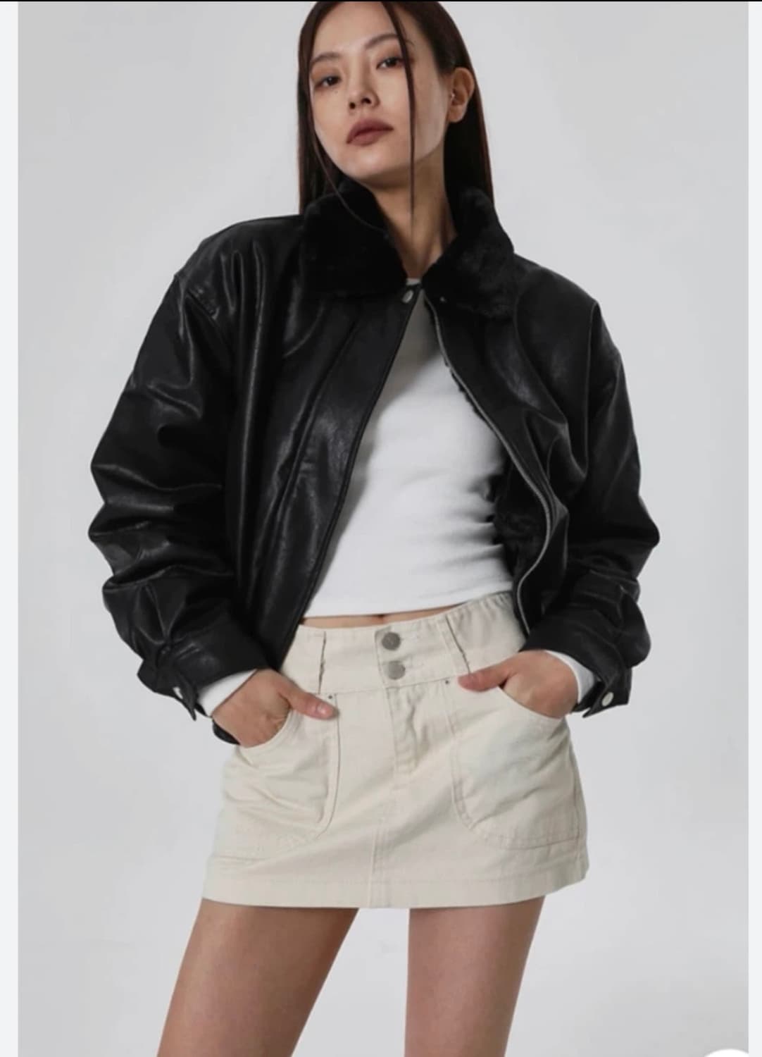 블랙업 퍼 레더자켓 블루종  상품이미지3