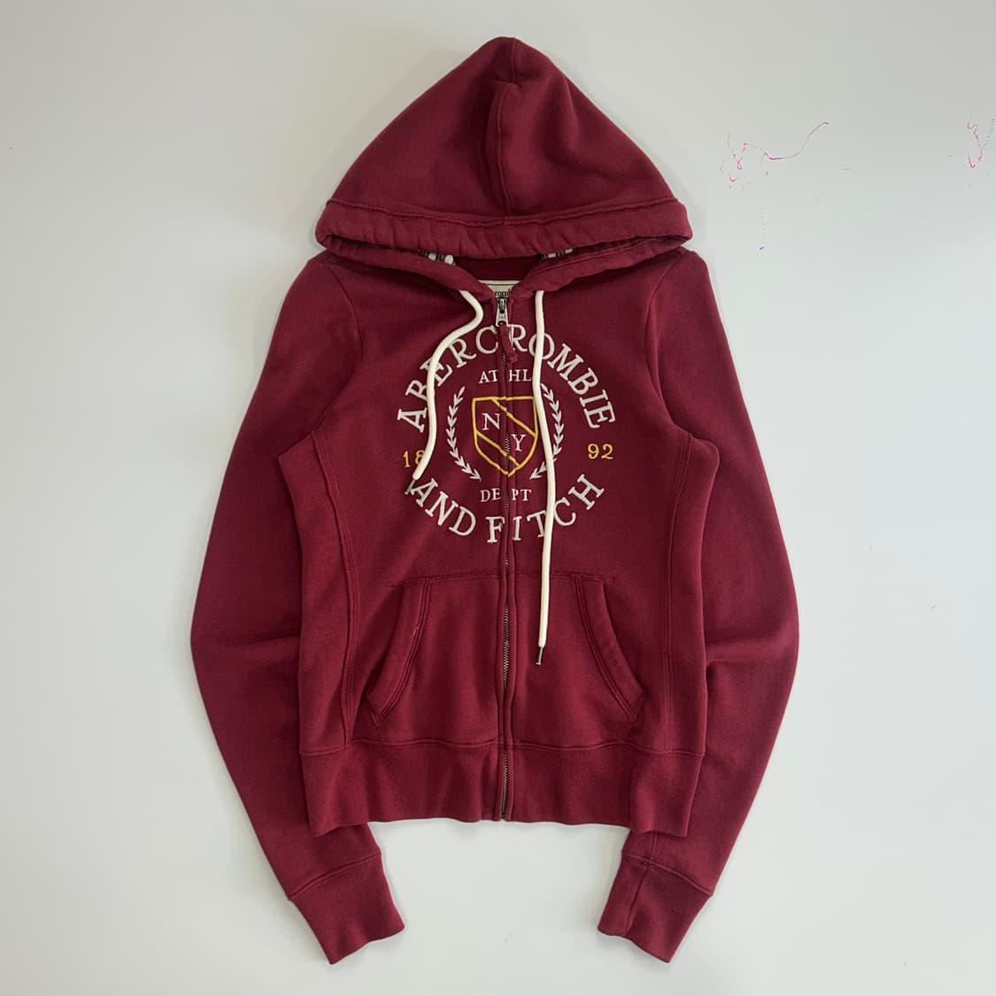 Abercrombie 아베크롬비 스펠아웃로고 버건디 후드집업 상품이미지3