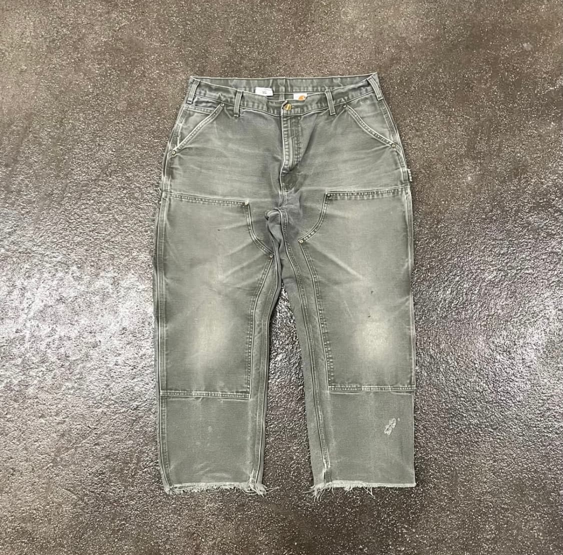 38*30) 칼하트 덕캔버스 더블니 모스그린 상품이미지2