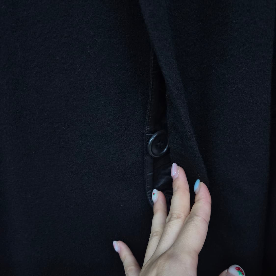 캐시미어 100% 블랙 기본 코트 남녀공용 L 상품이미지2