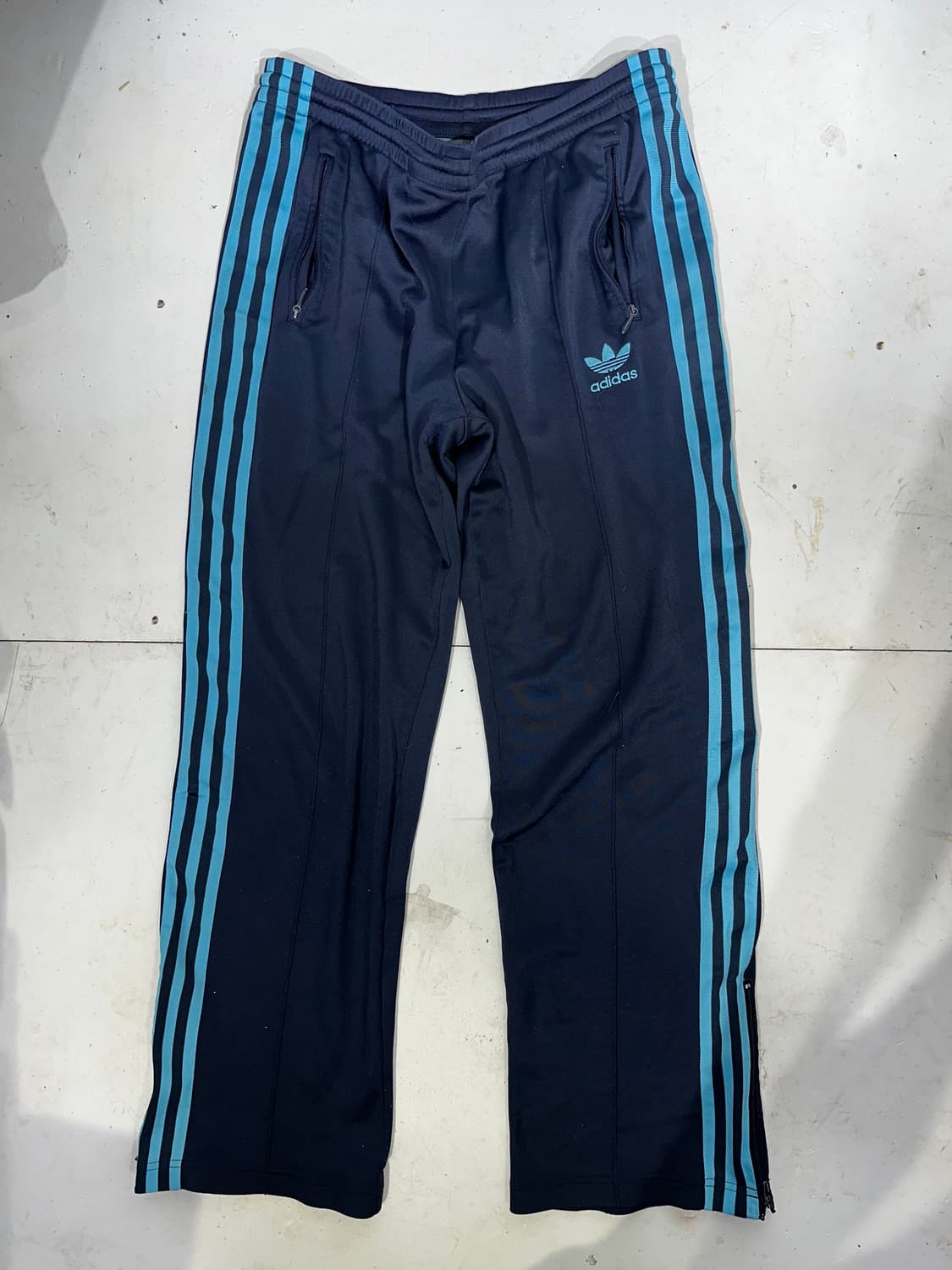 90s 아디다스 네이비 파이어버드 와이드 블루 삼선 추리닝 바지 90 상품이미지4