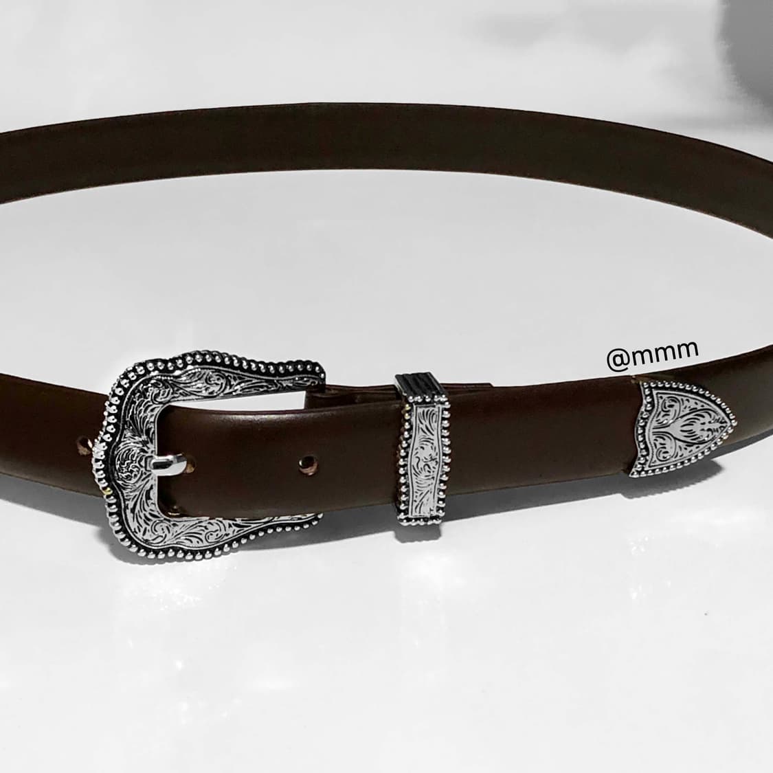 [Unisex] 볼륨 웨스턴 장식 가죽벨트 브라운 상품이미지6
