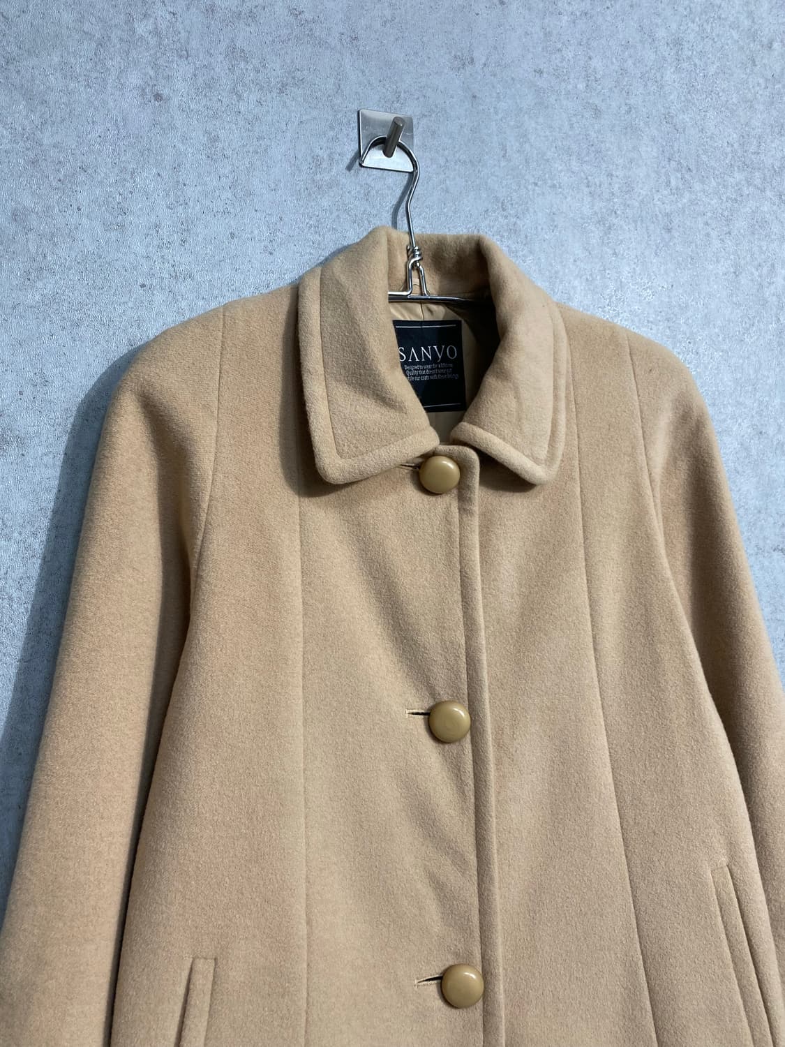 [S-M] 90s SANYO 재팬 메이드 베이지 울 코트 상품이미지3