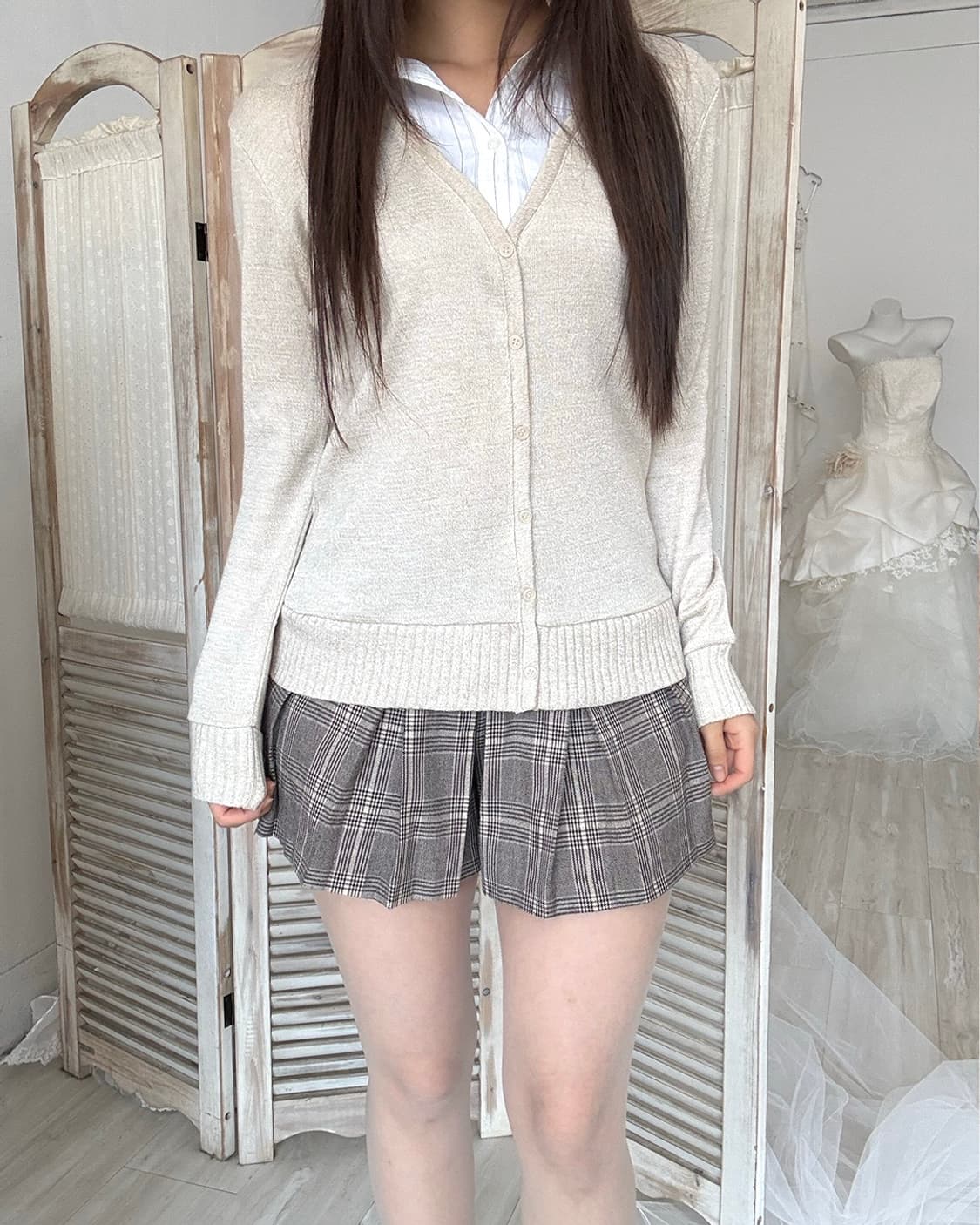 Geekchic Beige shirt layered knit 상품이미지4