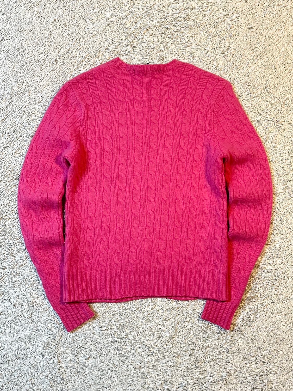 폴로 스포츠 슬림핏 블루포니 케이블 울 캐시미어 니트 핑크 상품이미지3