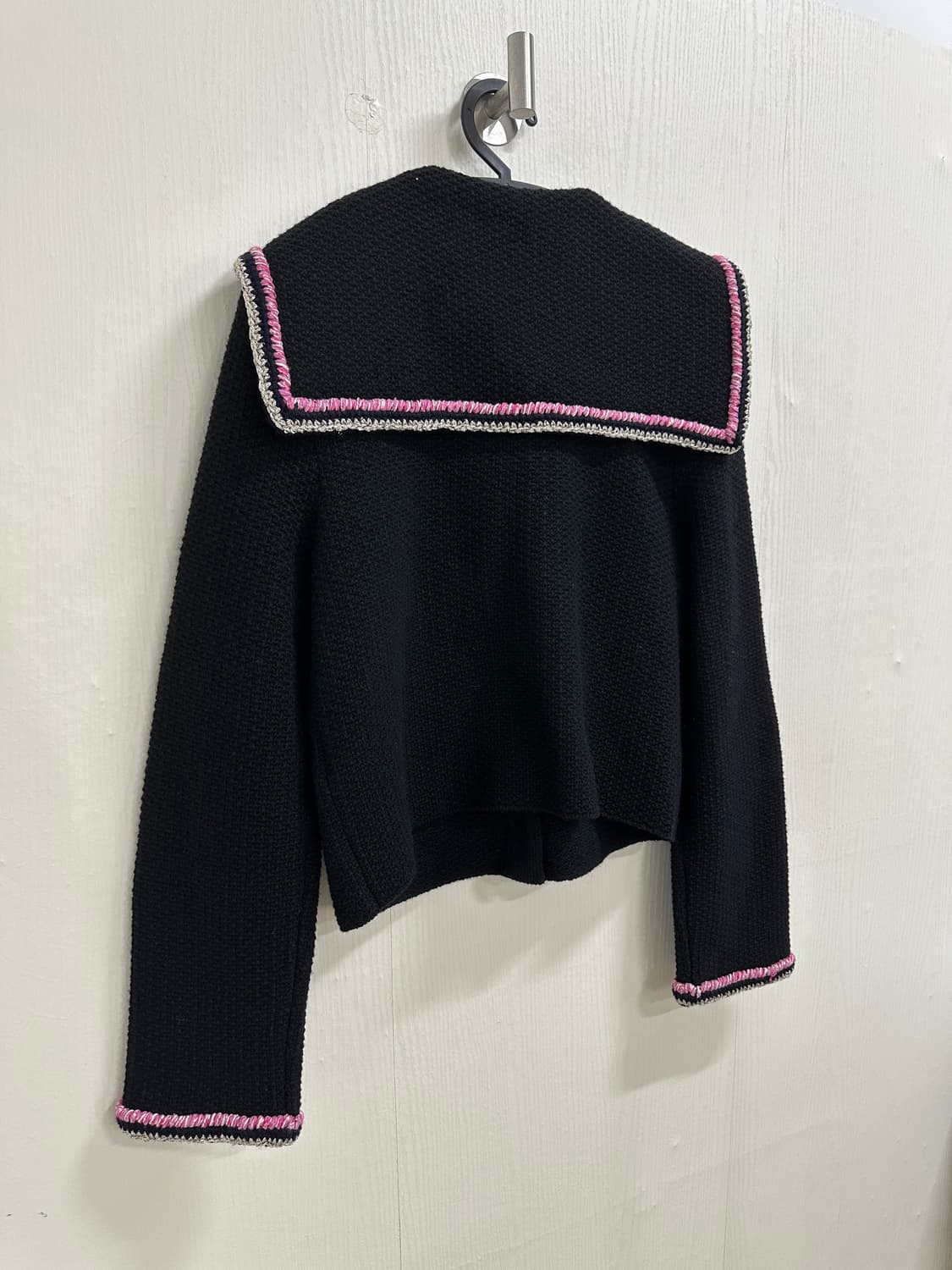 럭키슈에뜨 블랙 트위드 세일러 가디건 66사이즈 상품이미지7