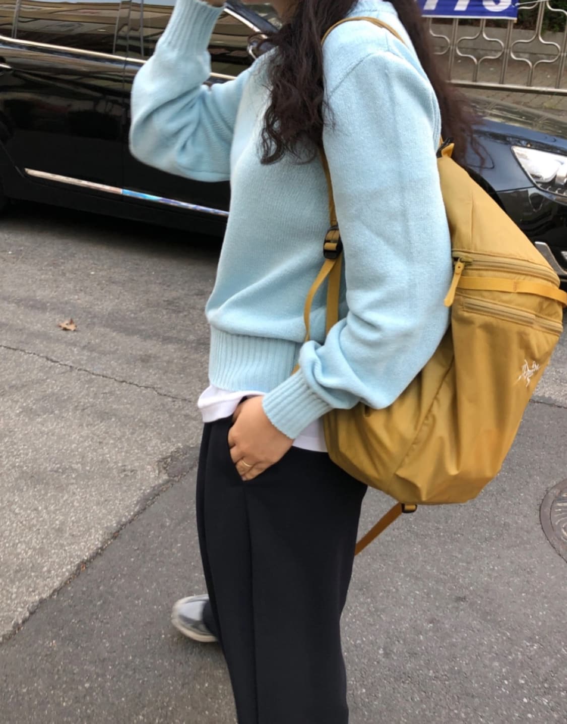 코튼 라운드넥 썸머 니트 스카이블루 상품이미지4