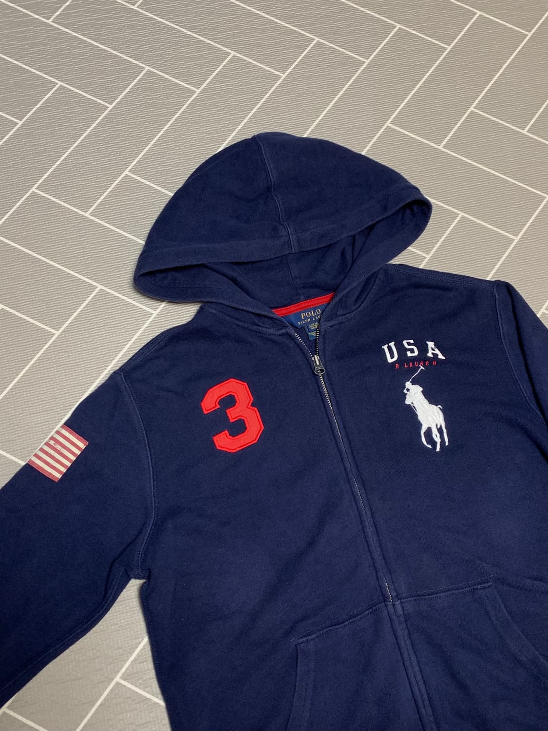 폴로 빅포니 성조기 후드집업 네이비 상품이미지2