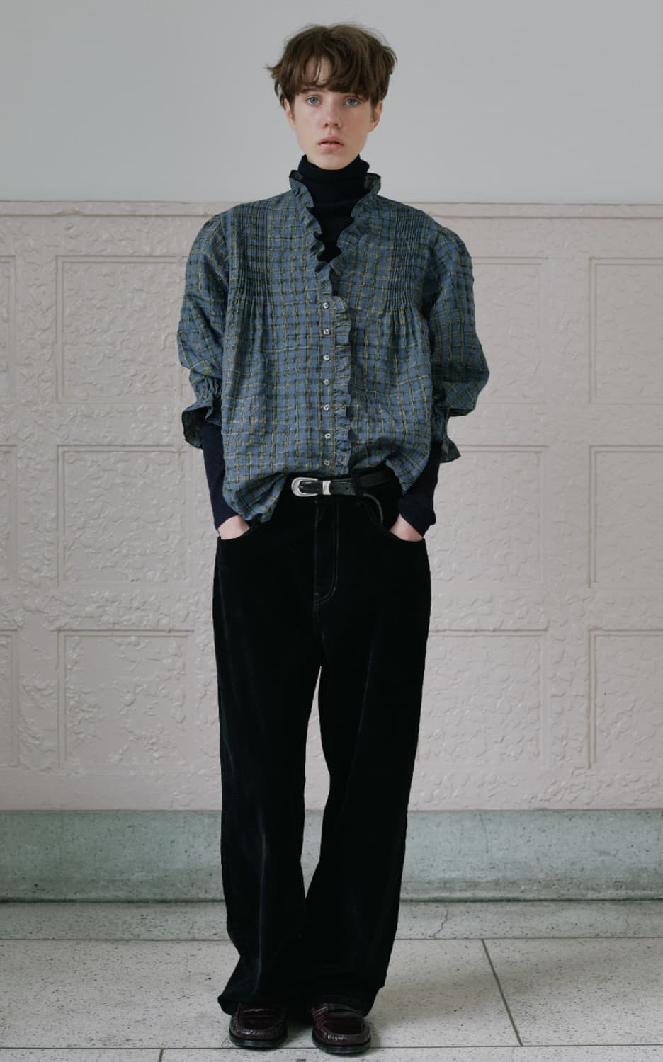 Viaplain 체크 블라우스 상품이미지2