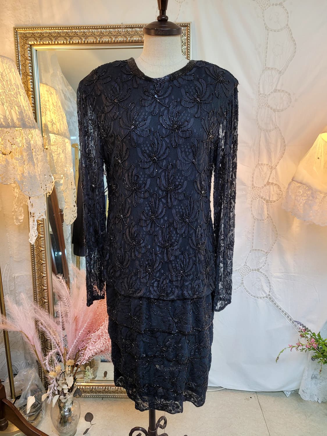 블랙레이스 비즈드레스 상품이미지1