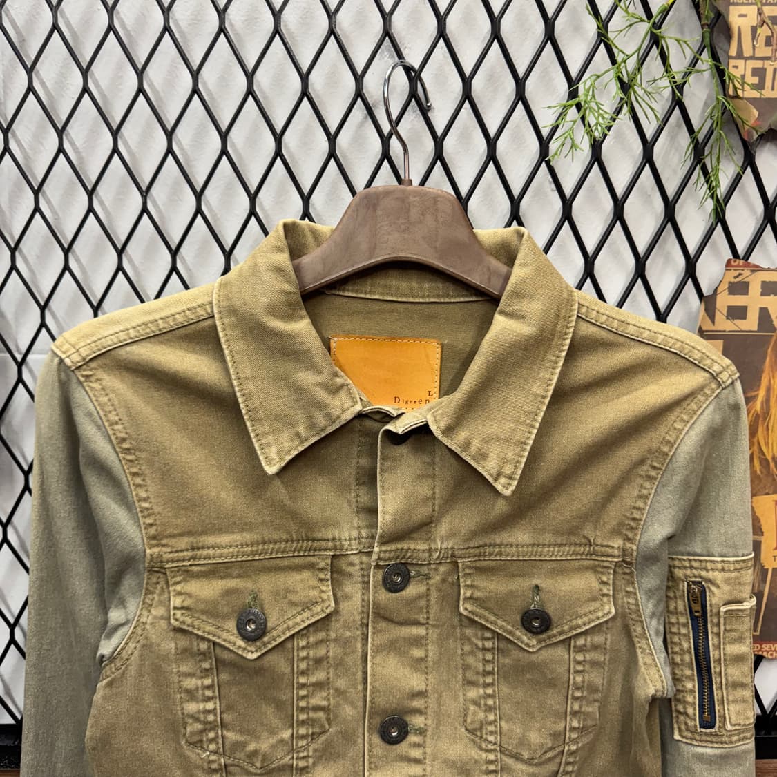 디그린 빈티지 코툰 워크자켓 밀리터리 워싱 디테일 카키 상품이미지3
