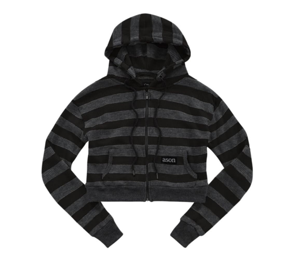 Ason cosy stripe hood zip up charcoal 상품이미지2