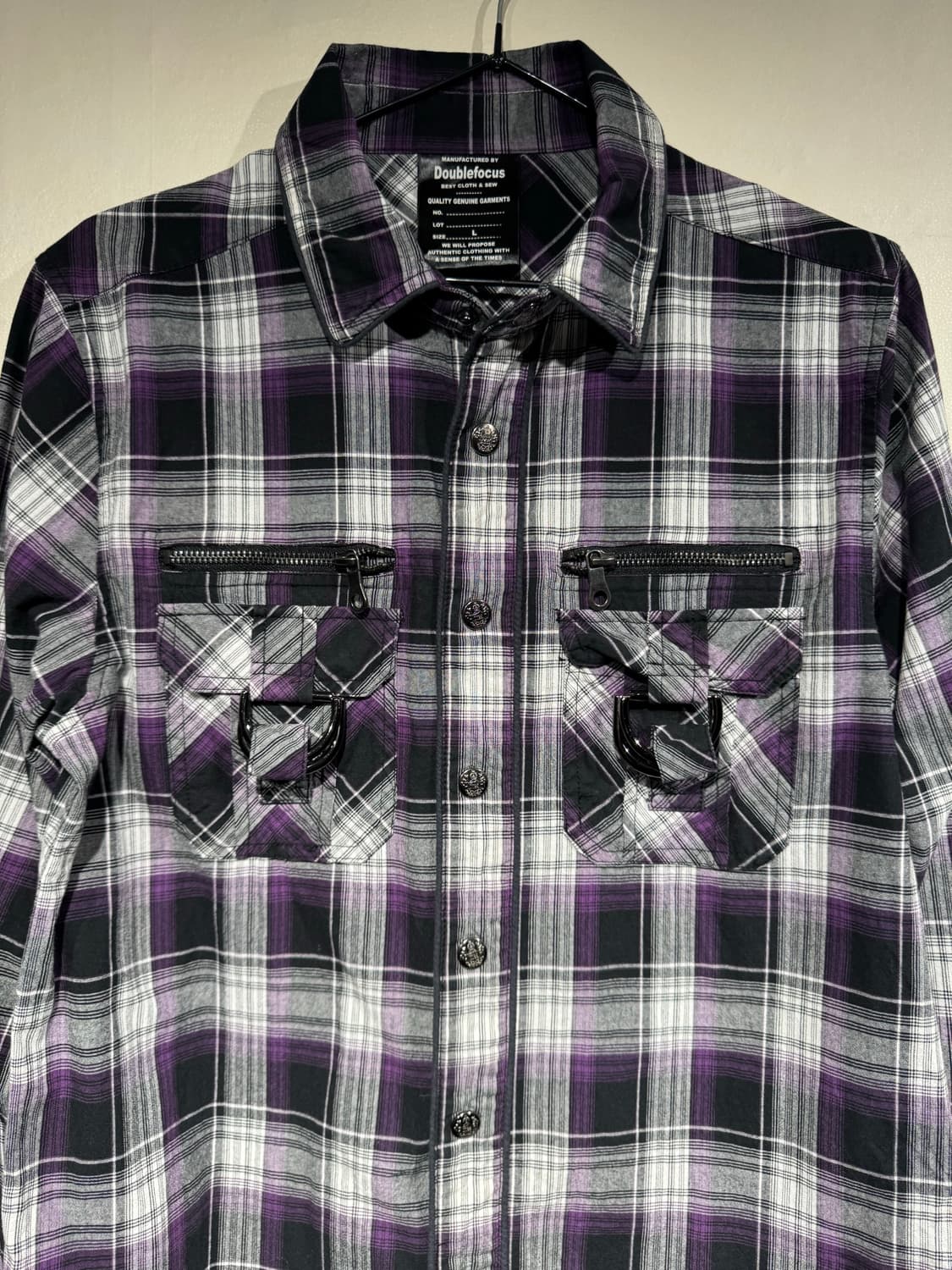 Doublefocus purple black check shirts    상품이미지3