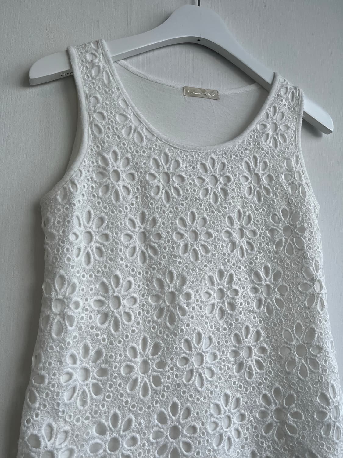 화이트 플로럴 레이스 민소매 상품이미지2