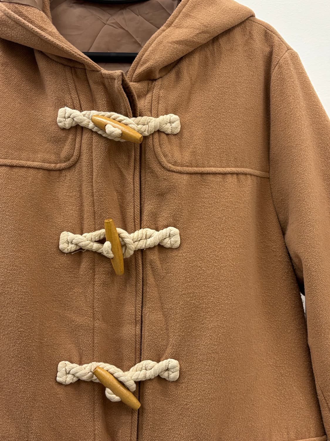 빈티지 베이지 후드 더플 코트 상품이미지3