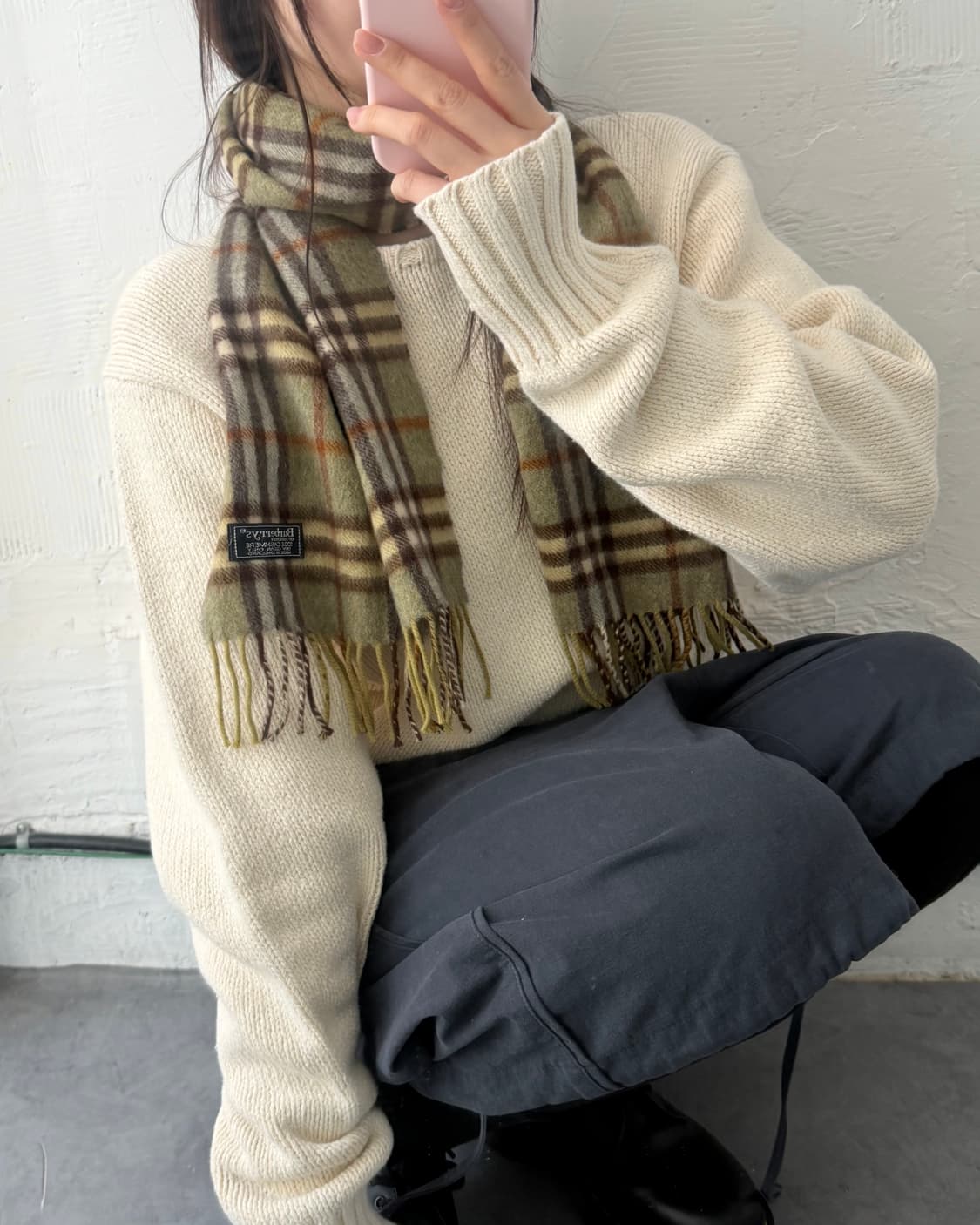 Burberry 버버리 카키컬러 노바체크 캐시미어 머플러 상품이미지2