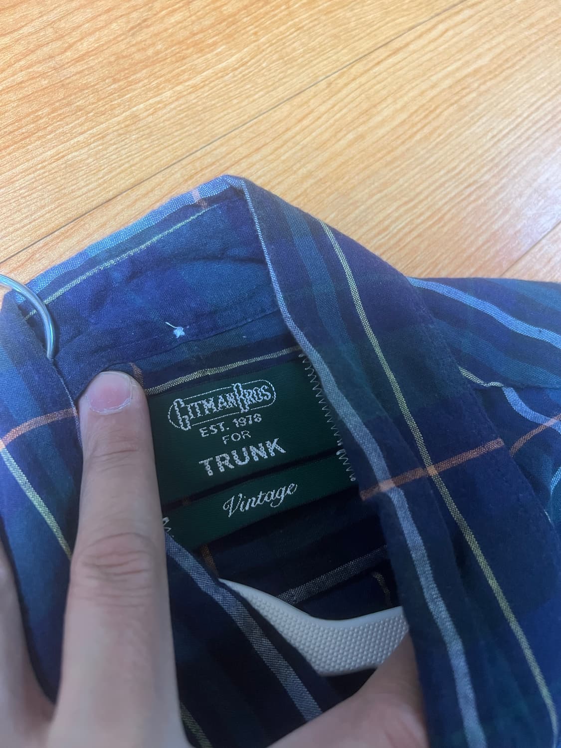 짓먼 깃먼 빈티지 네이비 체크 버튼다운 셔츠 상품이미지3