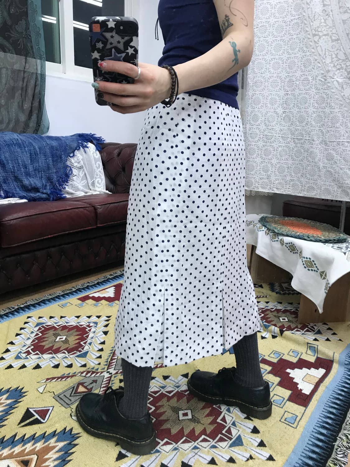 빈티지 사이드밴딩 도트 스커트  상품이미지2