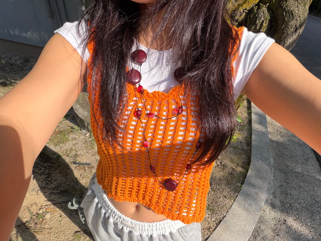 vintage orange kint sleeveless  상품이미지3