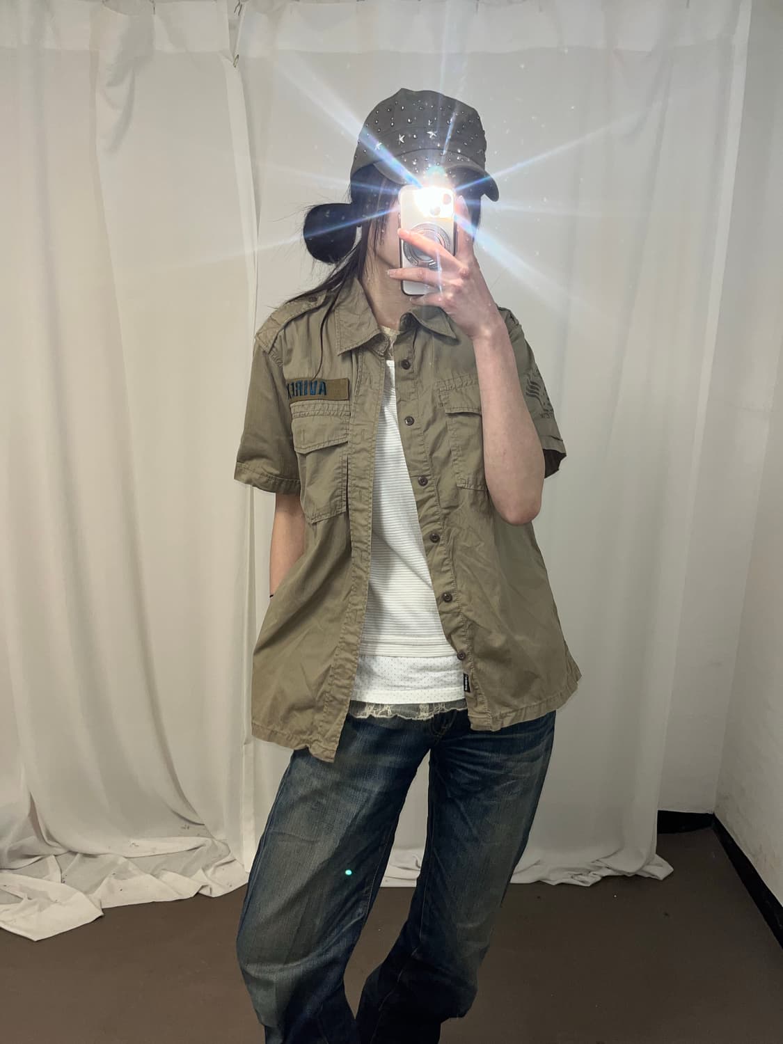 Avirex 베이지 Y2K 셔츠 상품이미지1