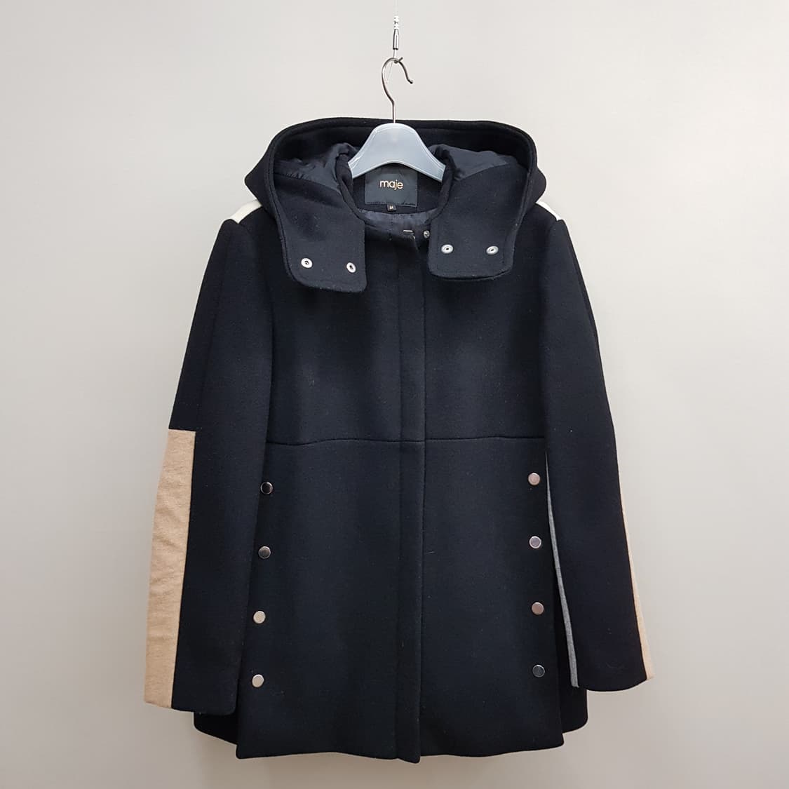 마쥬 MAJE  컬러 배색 후드 울 코트 36사이즈 상품이미지2