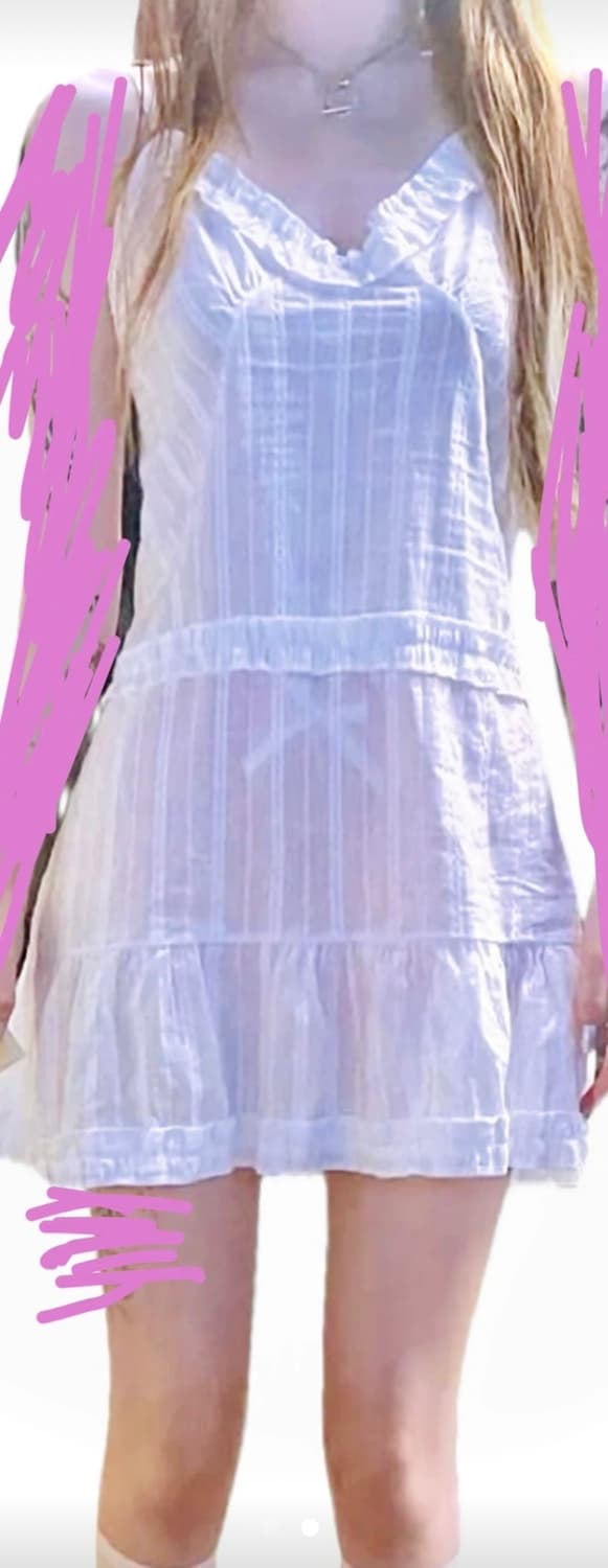 레이스 프릴 시스루 끈나시 미니원피스 상품이미지2