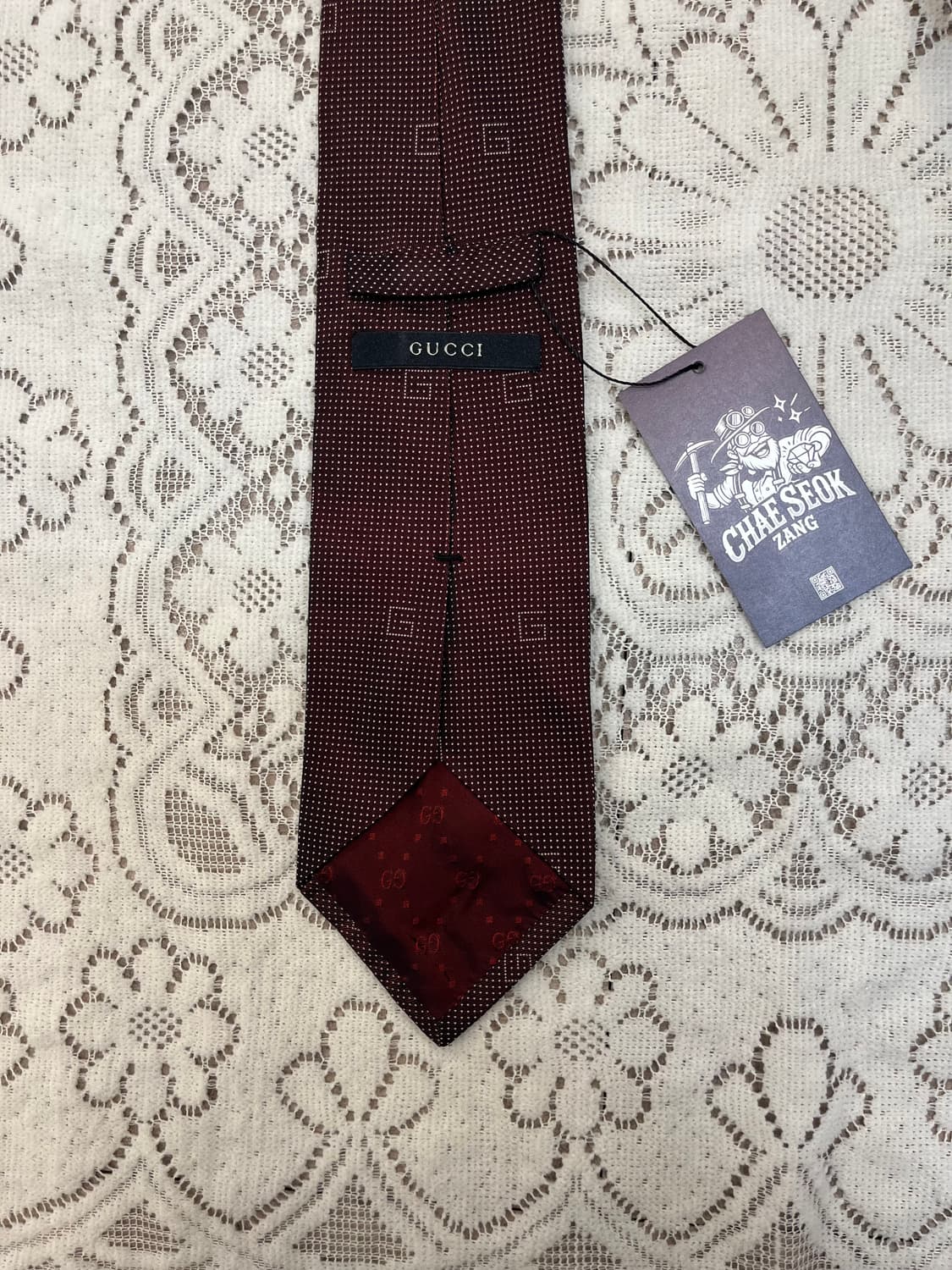 구찌 도트 넥타이 버건디 #csz3131 상품이미지2